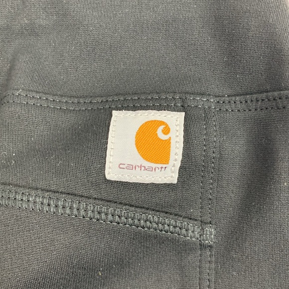 Carhartt Fitted Black Crop Capri leggings Sz Small Side Pockets Zip Compression - Picture 7 of 15